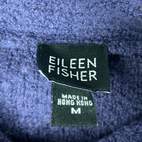 Eileen Fisher Boucle Purple Wool Blend Mock Neck Cardigan Knit Jacket Sz Medium - Picture 4 of 9